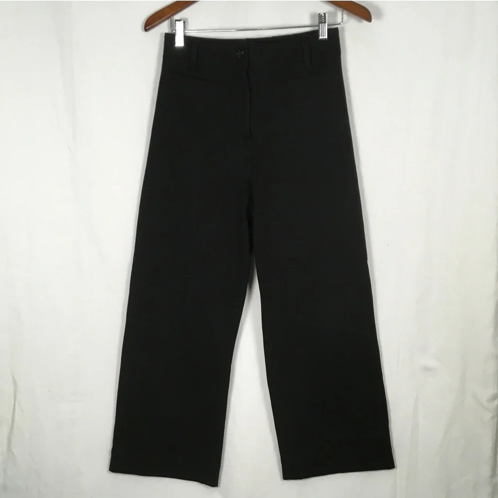 Quince Women's Pants Black Wide‎ Leg High Waist Size 2 Business Casual